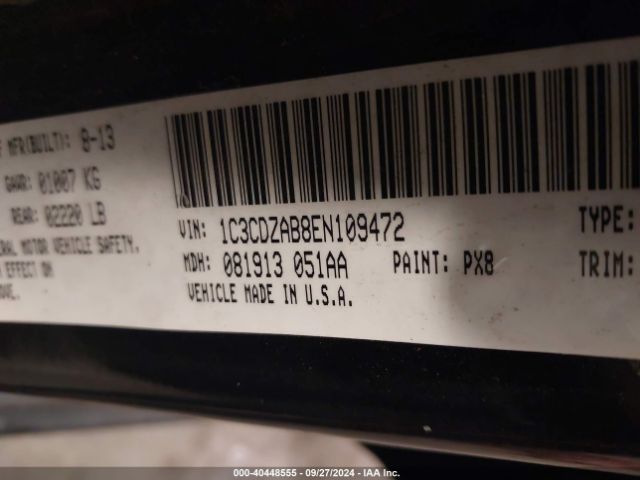 1C3CDZAB8EN109472 Dodge AVENGER SE