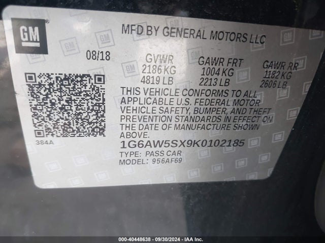1G6AW5SX9K0102185 Cadillac Cts Standard
