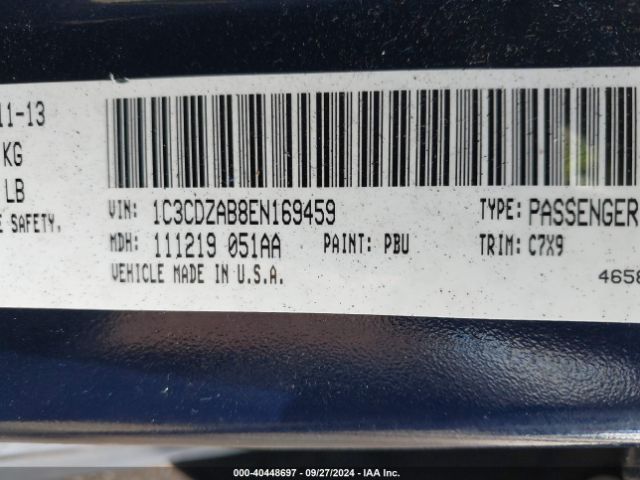 1C3CDZAB8EN169459 Dodge AVENGER SE