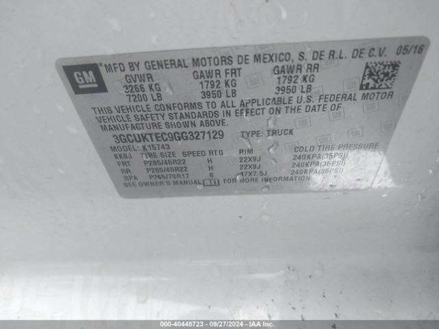 3GCUKTEC9GG327129 Chevrolet Silverado 1500 High Country