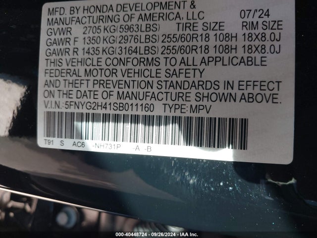 Honda Pilot Ex-l 2025 5FNYG2H41SB011160 Image 9