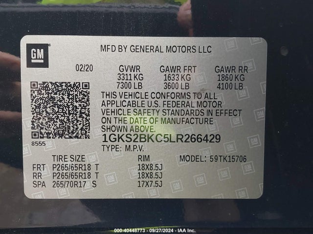 GMC Yukon 4wd Slt 2020 1GKS2BKC5LR266429 Image 9