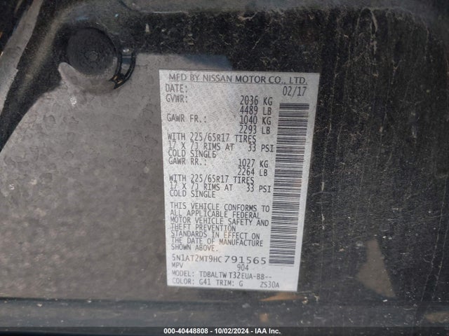 Nissan ROGUE SV 2017 5N1AT2MT9HC791565 Image 9