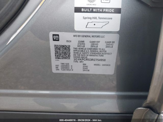 1GYKPCRS3RZ754958 Cadillac Xt6 Fwd Premium Luxury