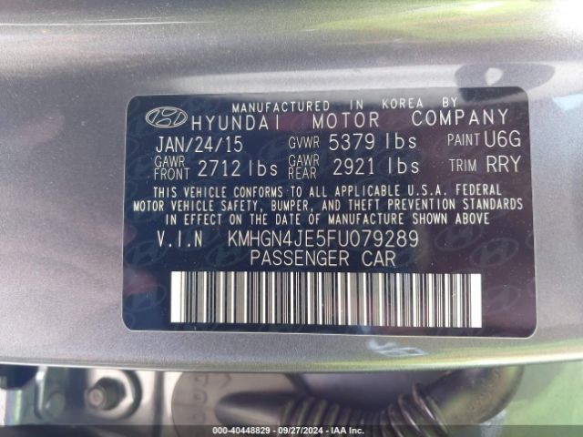 KMHGN4JE5FU079289 Hyundai Genesis 3.8