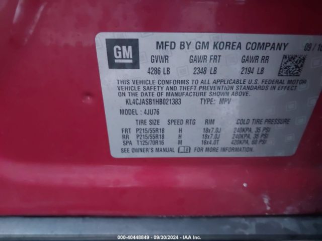 KL4CJASB1HB021383 Buick Encore Preferred