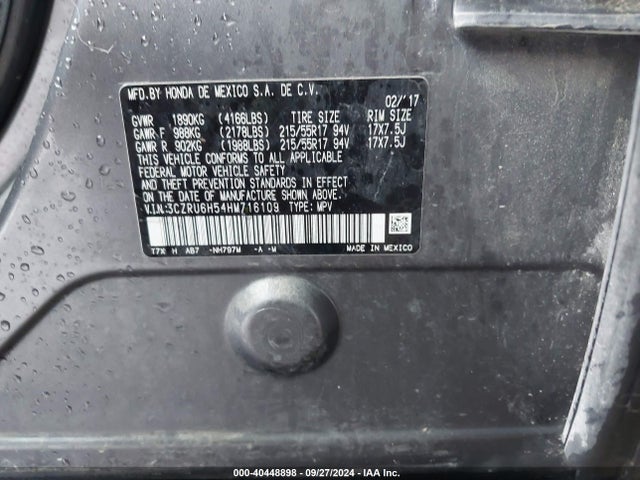 Honda HR-V EX 2017 3CZRU6H54HM716109 Image 9