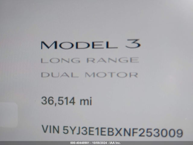 2022 TESLA MODEL 3 5YJ3E1EBXNF253009 Photo 6