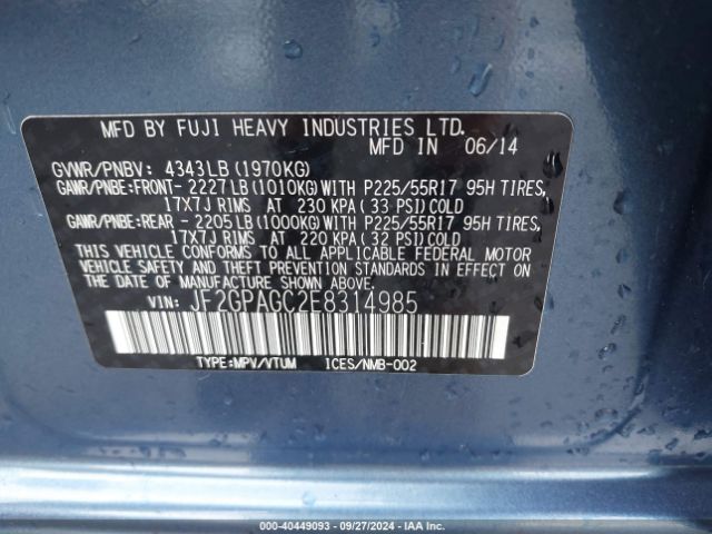 JF2GPAGC2E8314985 Subaru Xv Crosstrek 2.0i Limited