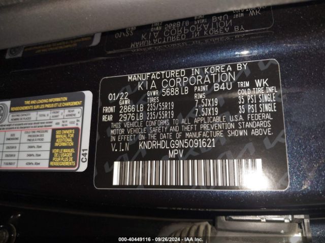 KNDRHDLG9N5091621 KIA Sorento Hybrid Ex