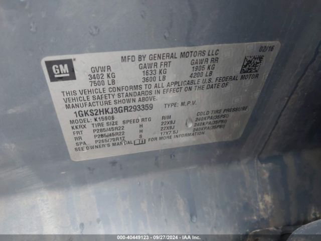 1GKS2HKJ3GR293359 GMC YUKON XL DENALI
