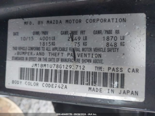 JM1BM1U78G1293712 Mazda Mazda3 I Sport