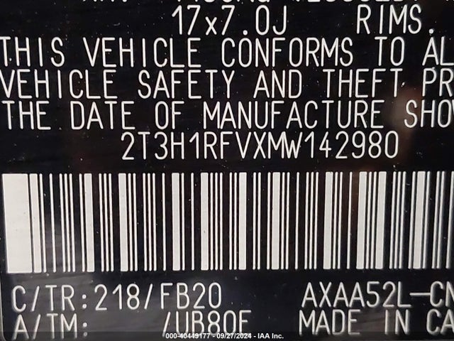 Toyota RAV4 LE 2021 2T3H1RFVXMW142980 Image 9