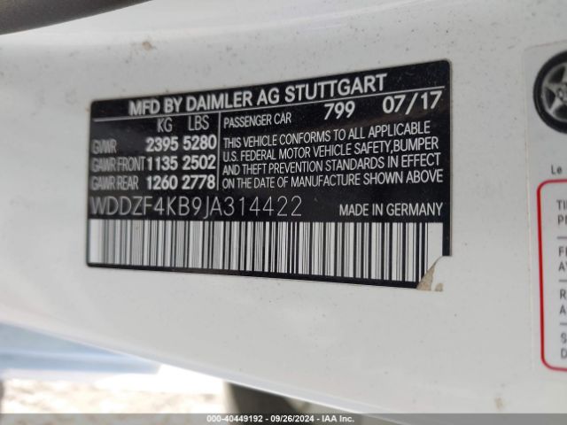 WDDZF4KB9JA314422 Mercedes-Benz E 300 4matic