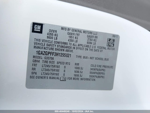 Chevrolet Express 3500 Lt 2017 1GAZGPFF3H1295021 Image 9