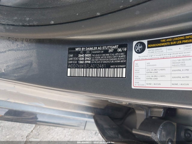WDD7X8KB7LA012481 Mercedes-Benz Amg Gt 63 4-door Coupe S