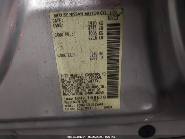 1N4AL3AP4EC168678 Nissan ALTIMA 2.5