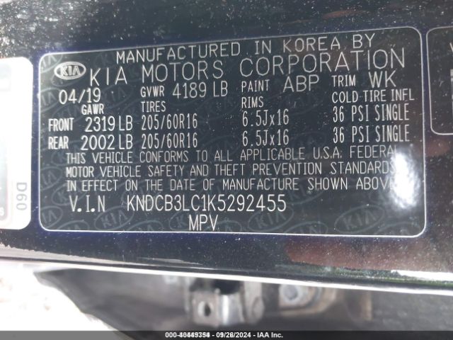 KNDCB3LC1K5292455 KIA NIRO LX