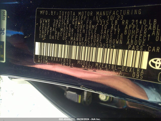 Toyota COROLLA LE 2024 5YFB4MDE5RP092154 Image 9