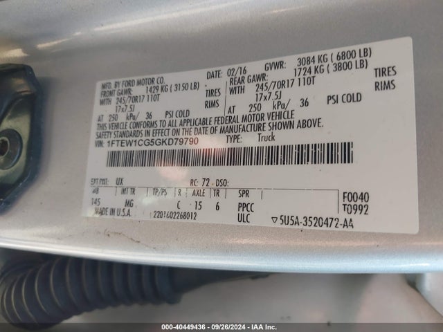 Ford F-150 Xlt 2016 1FTEW1CG5GKD79790 Image 9