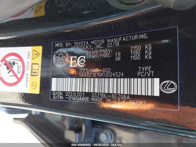 58ABZ1B16KU024524 Lexus Es 350 Signature