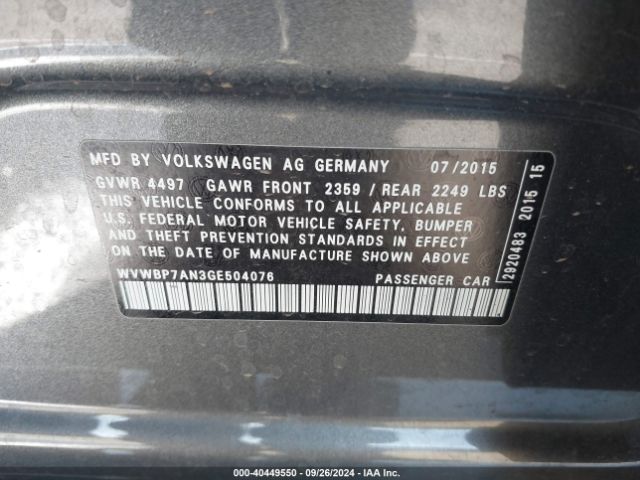 WVWBP7AN3GE504076 Volkswagen Cc 2.0t Sport