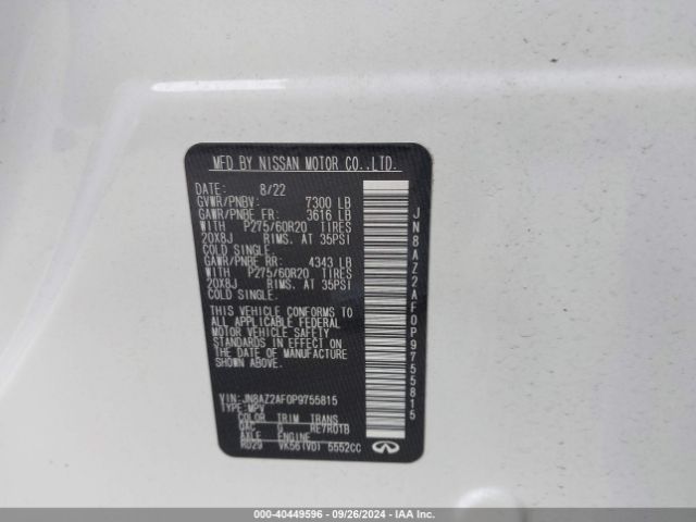 JN8AZ2AF0P9755815 Infiniti QX80 LUXE