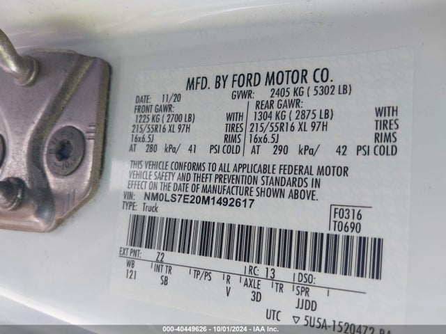 Ford Transit Connect Xl Cargo Van 2021 NM0LS7E20M1492617 Image 9