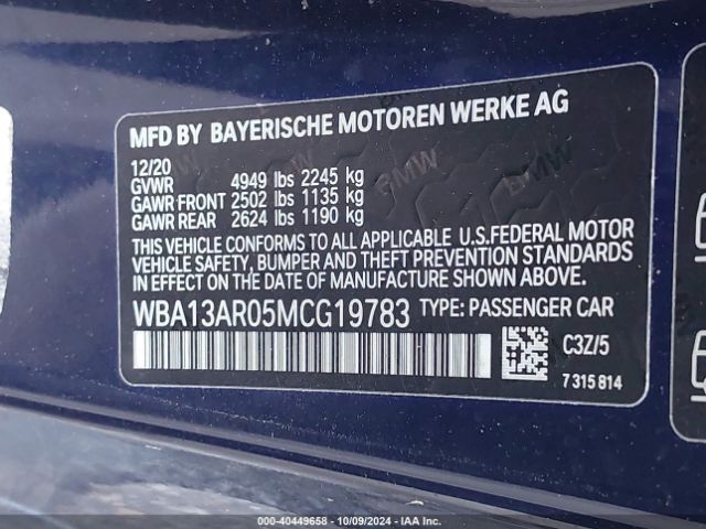 WBA13AR05MCG19783 BMW M440i Xdrive