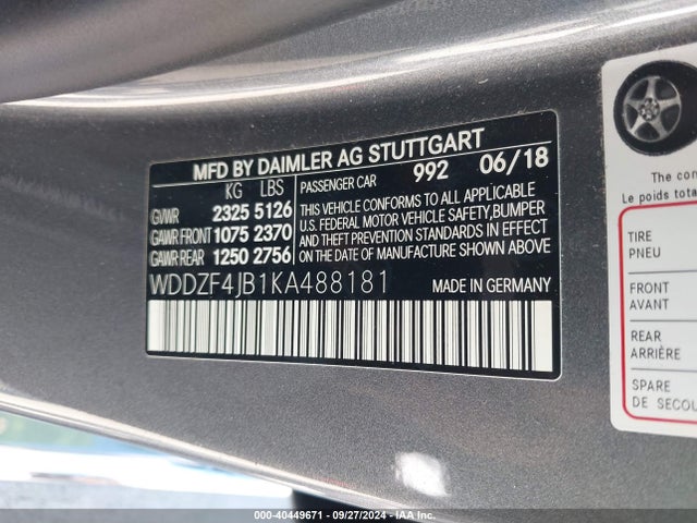 WDDZF4JB1KA488181 Mercedes-Benz E 300
