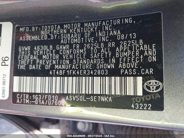 Toyota CAMRY LE 2014 4T4BF1FK4ER342803 Image 9