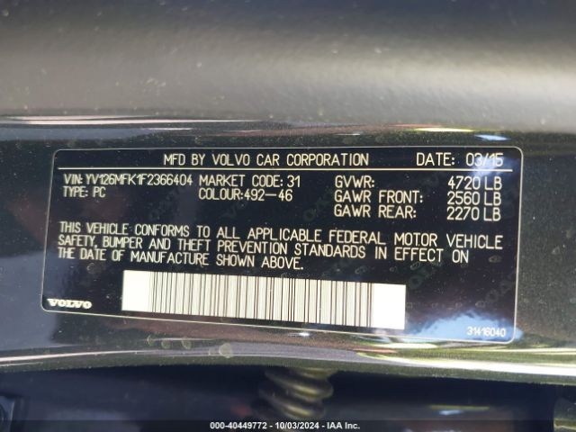 2015 VOLVO S60 YV126MFK1F2366404 Photo 8