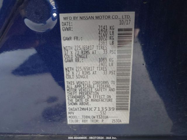 5N1AT2MV4JC713539 Nissan ROGUE SV