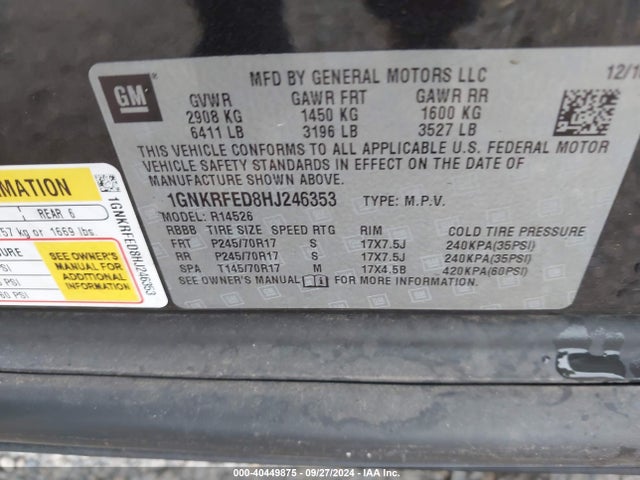 Chevrolet Traverse Ls 2017 1GNKRFED8HJ246353 Image 9