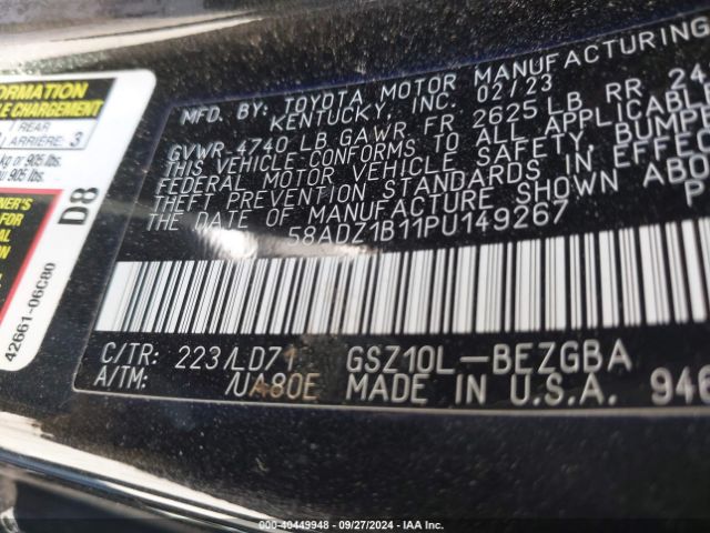 58ADZ1B11PU149267 Lexus ES 350