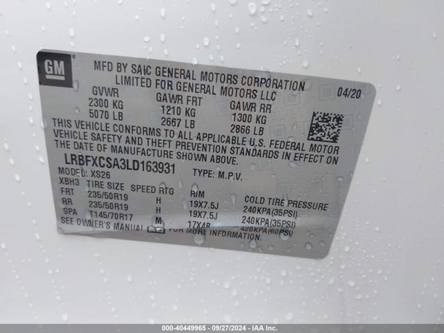 LRBFXCSA3LD163931 Buick Envision Fwd Essence