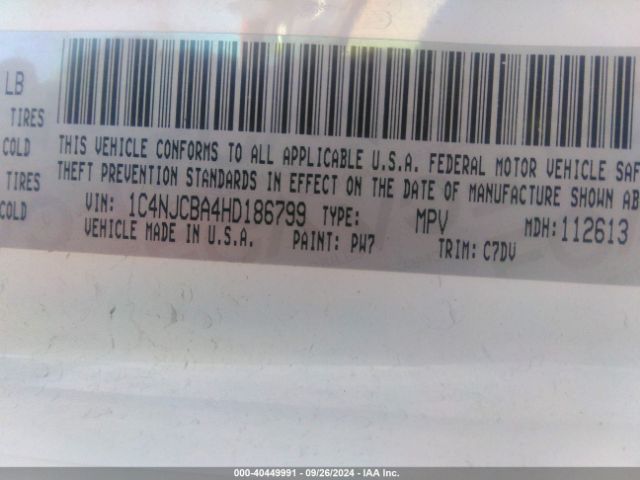 1C4NJCBA4HD186799 Jeep Compass Sport Fwd