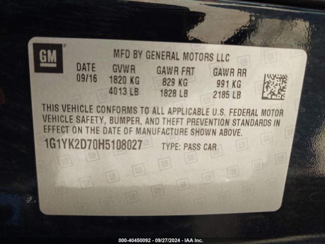 1G1YK2D70H5108027 Chevrolet Corvette Stingray Z51