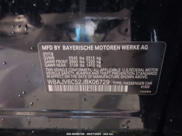 WBAJV6C52JBK06729 BMW 640i Gran Turismo Xdrive