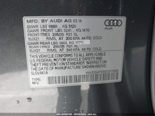 WA1DGAFE5ED017635 Audi Q7 3.0t S Line Prestige