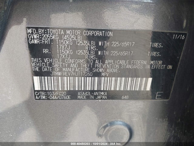 Toyota Rav4 Xle 2017 JTMWFREV7HJ117260 Image 9