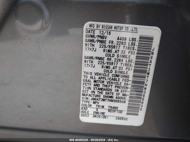Nissan ROGUE S 2017 JN8AT2MT7HW388806 Image 9