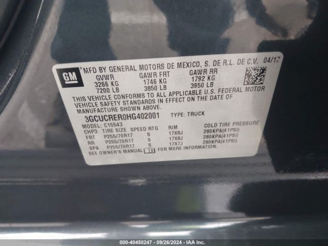 3GCUCRER0HG402001 Chevrolet Silverado 1500 1lt