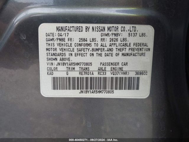 JN1BY1AR5HM770805 Infiniti Q70 3.7x