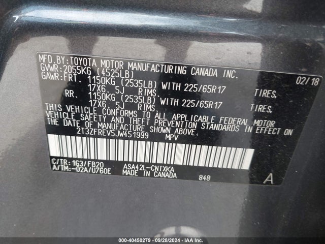 Toyota RAV4 LE 2018 2T3ZFREV5JW451999 Image 9