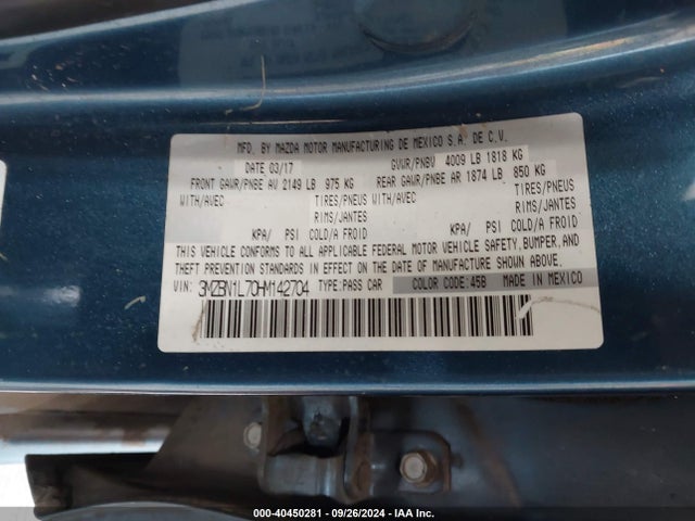 3MZBN1L70HM142704 Mazda Mazda3 Touring