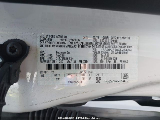1FADP3F28GL284063 Ford FOCUS SE