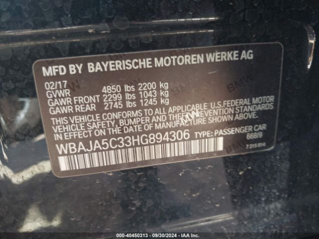 WBAJA5C33HG894306 BMW 530I