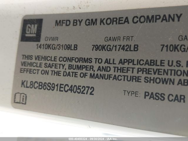 KL8CB6S91EC405272 Chevrolet Spark Ls Auto