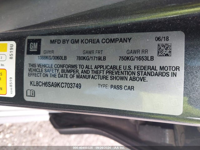 Chevrolet Spark Activ Cvt 2019 KL8CH6SA9KC703749 Image 9